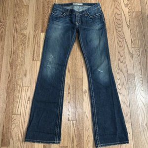 Buckle BKE Stella Women Jeans Size 30x35.5 - Blue Distress - Low Rise - Bootcut